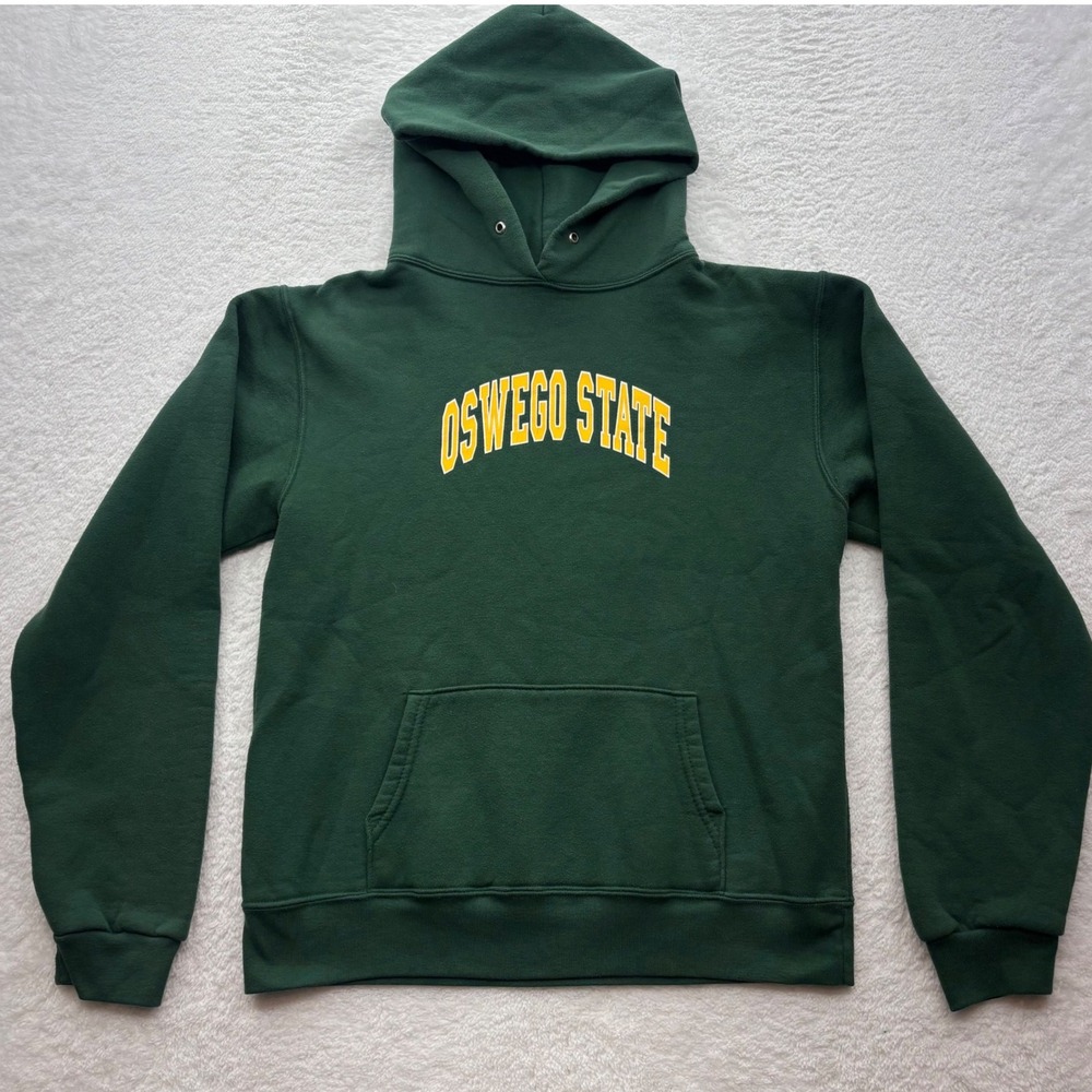 The Cotton Exchange Oswego State Hoodie Green Yellow Graphic Pullover Medium